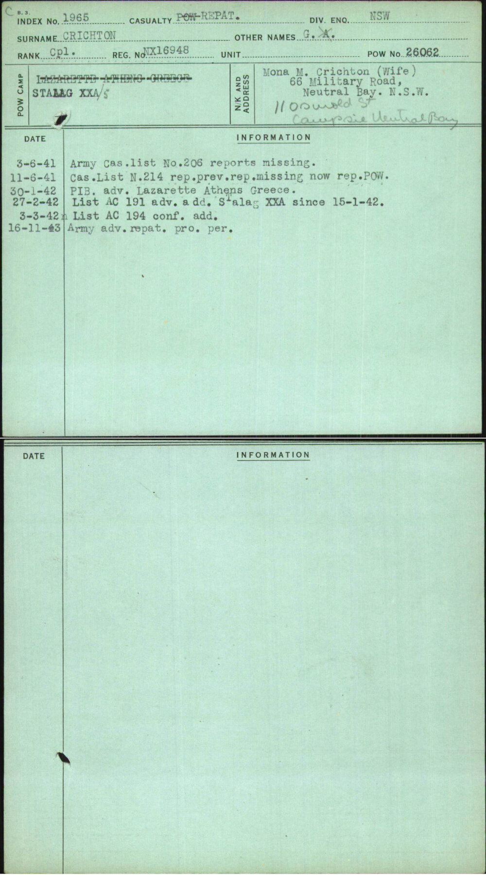 Crichton, G A, NX16948