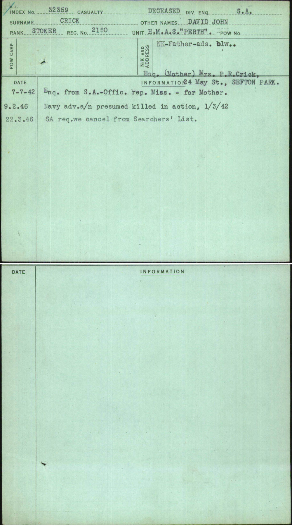 Crick, David John, 2160