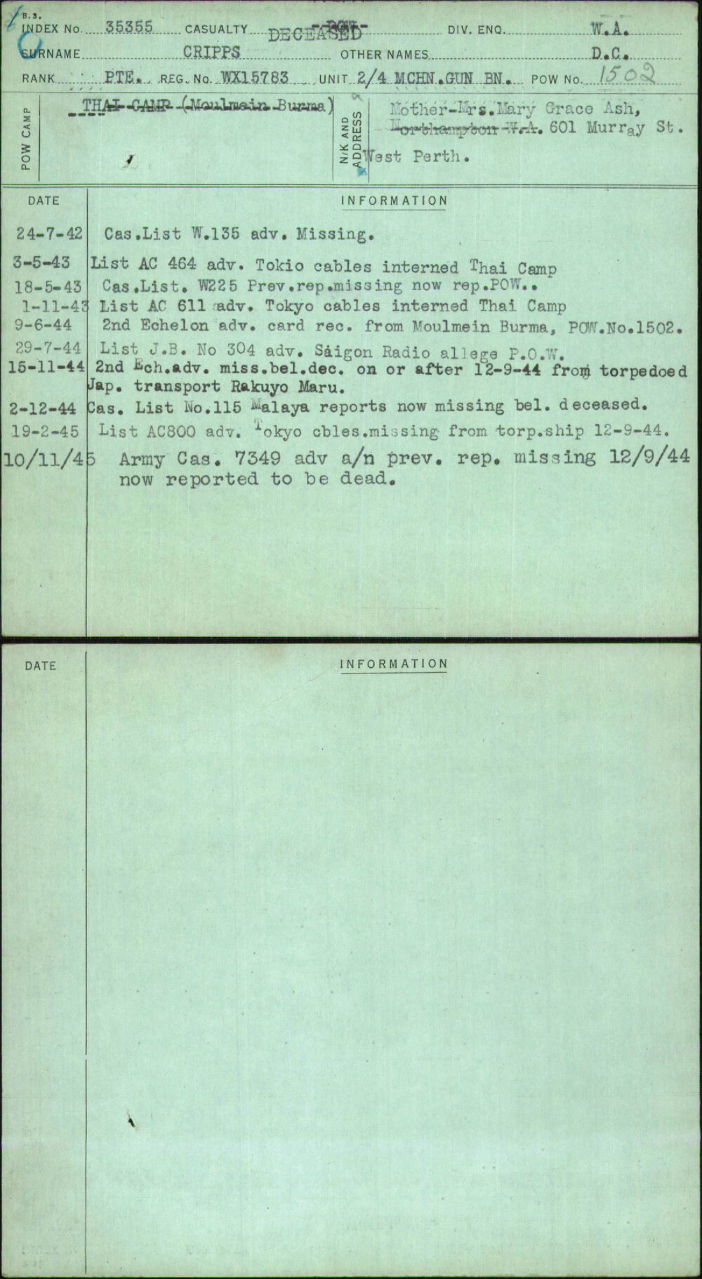 Cripps, D C, WX15783