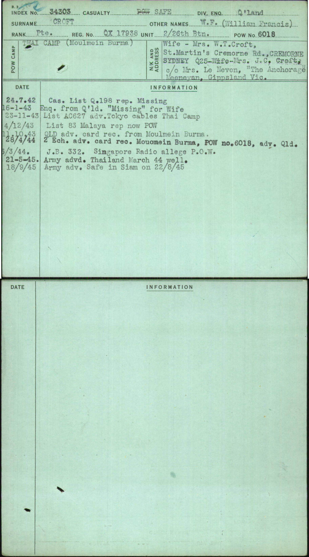 Croft, W F (William Francis), QX17938