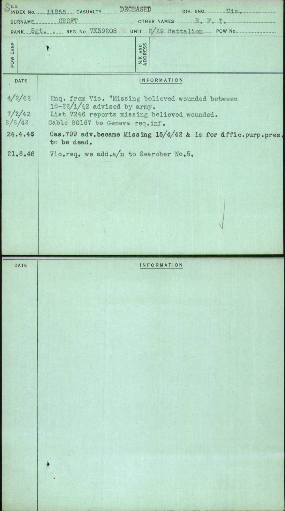 Croft, R F T, VX39208