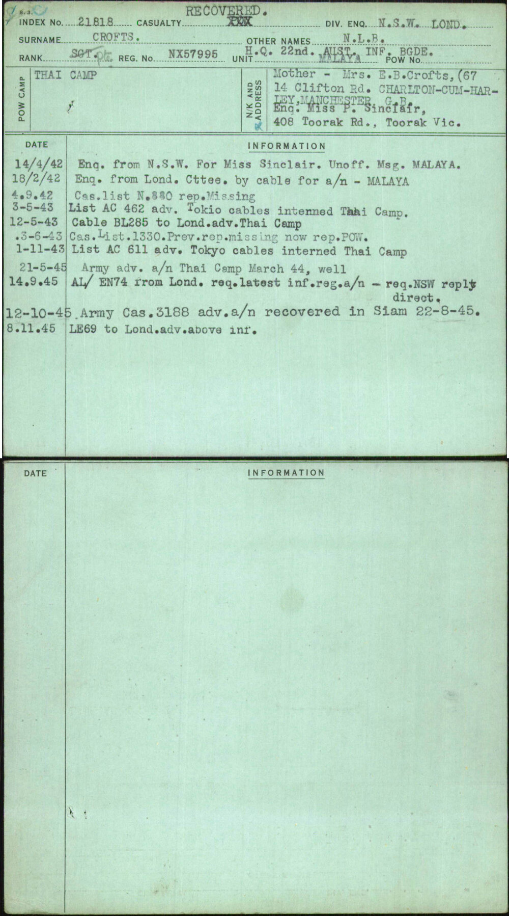 Crofts, N L B, NX57995