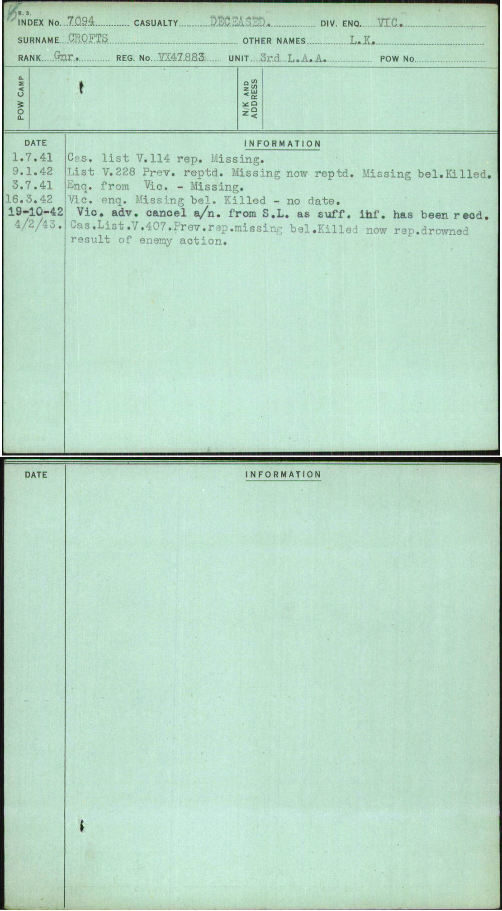 Crofts, L K, VX47883