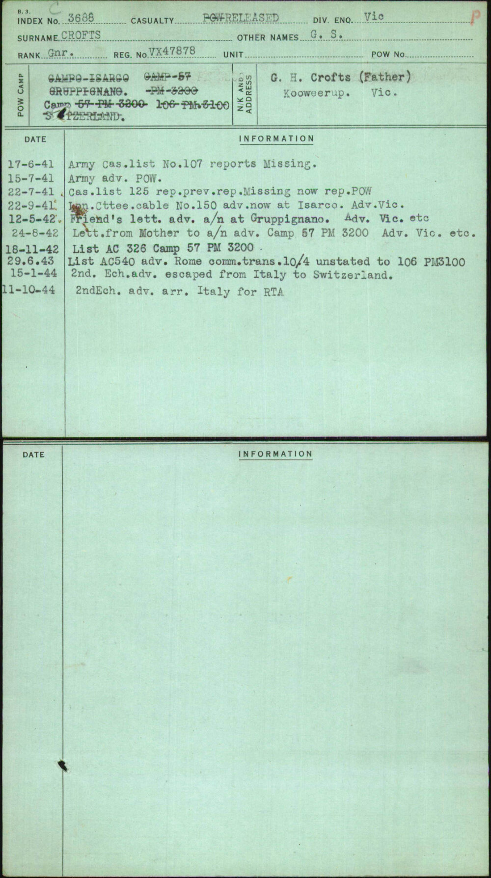 Crofts, G S, VX47878