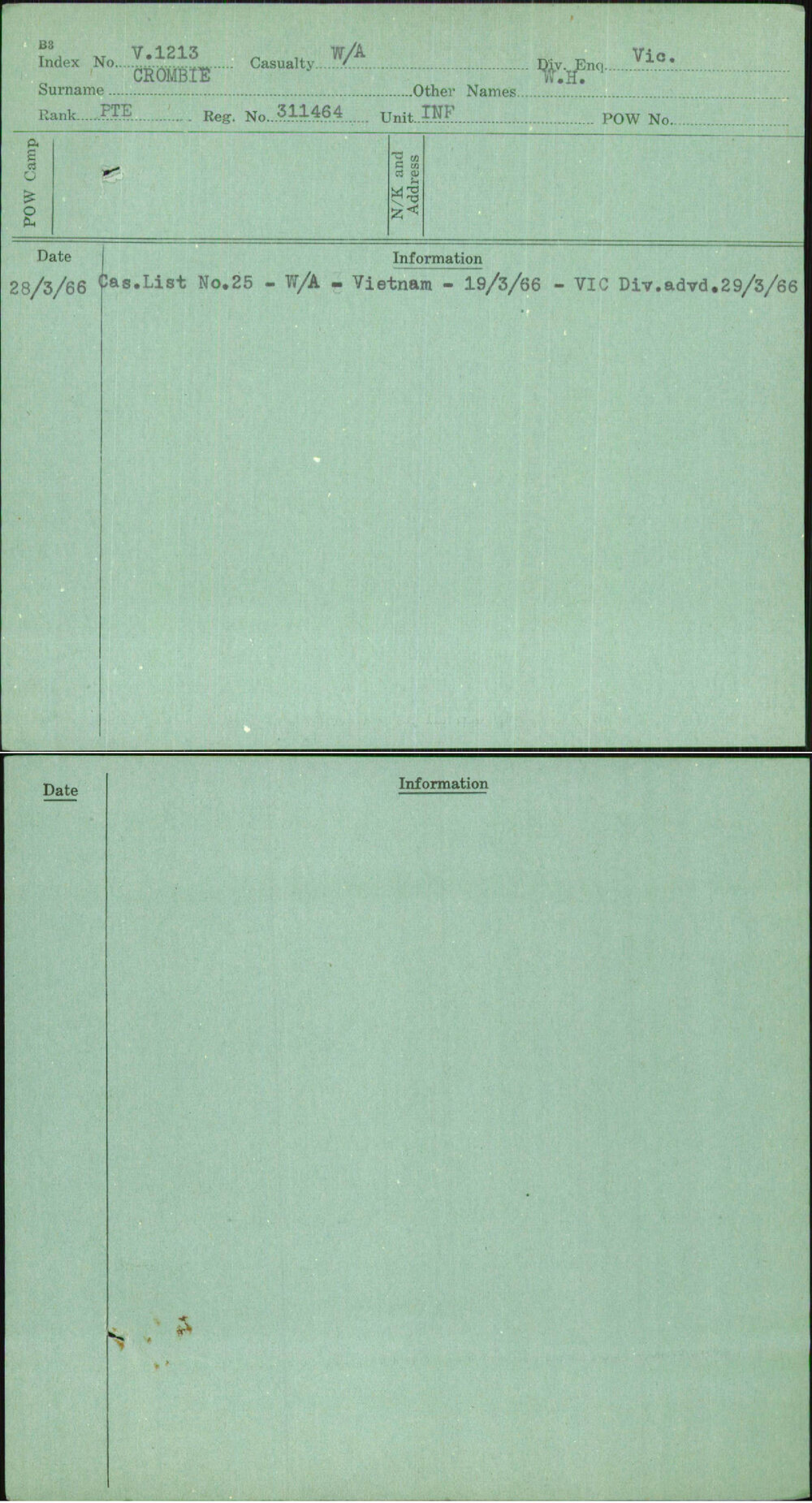 Crombie, W H, 311464