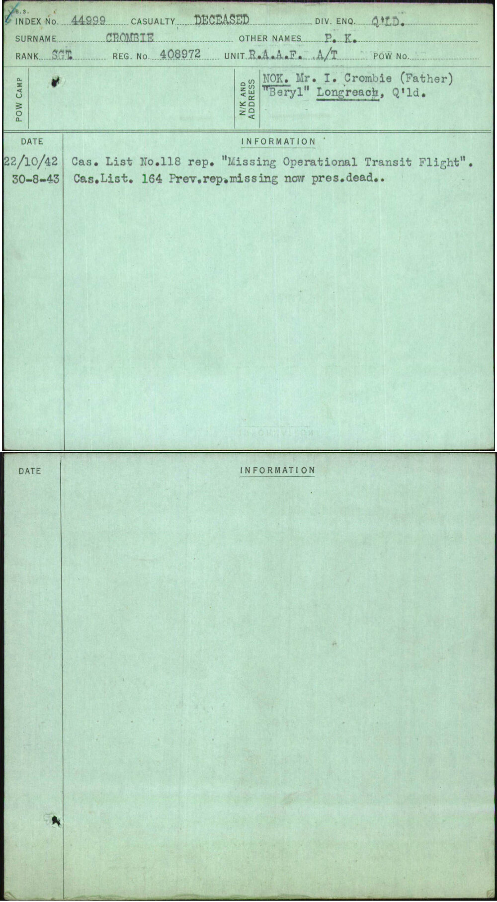 Crombie, P K, 408972