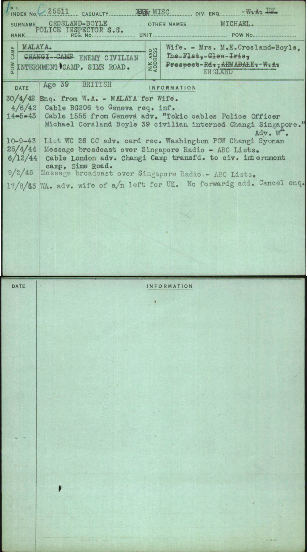 Crosland-Boyle, Michael, [No Service Number]