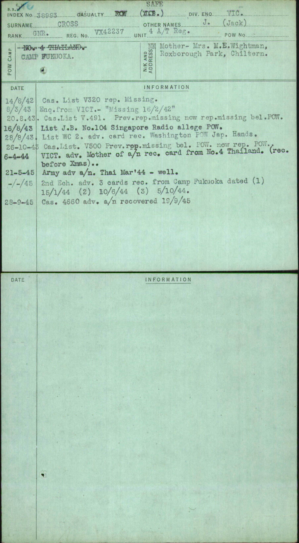 Cross, J (Jack), VX42237