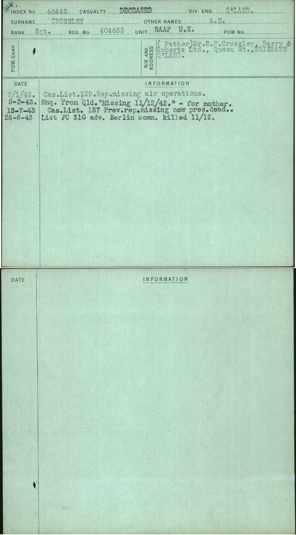 Crossley, A E, 404633