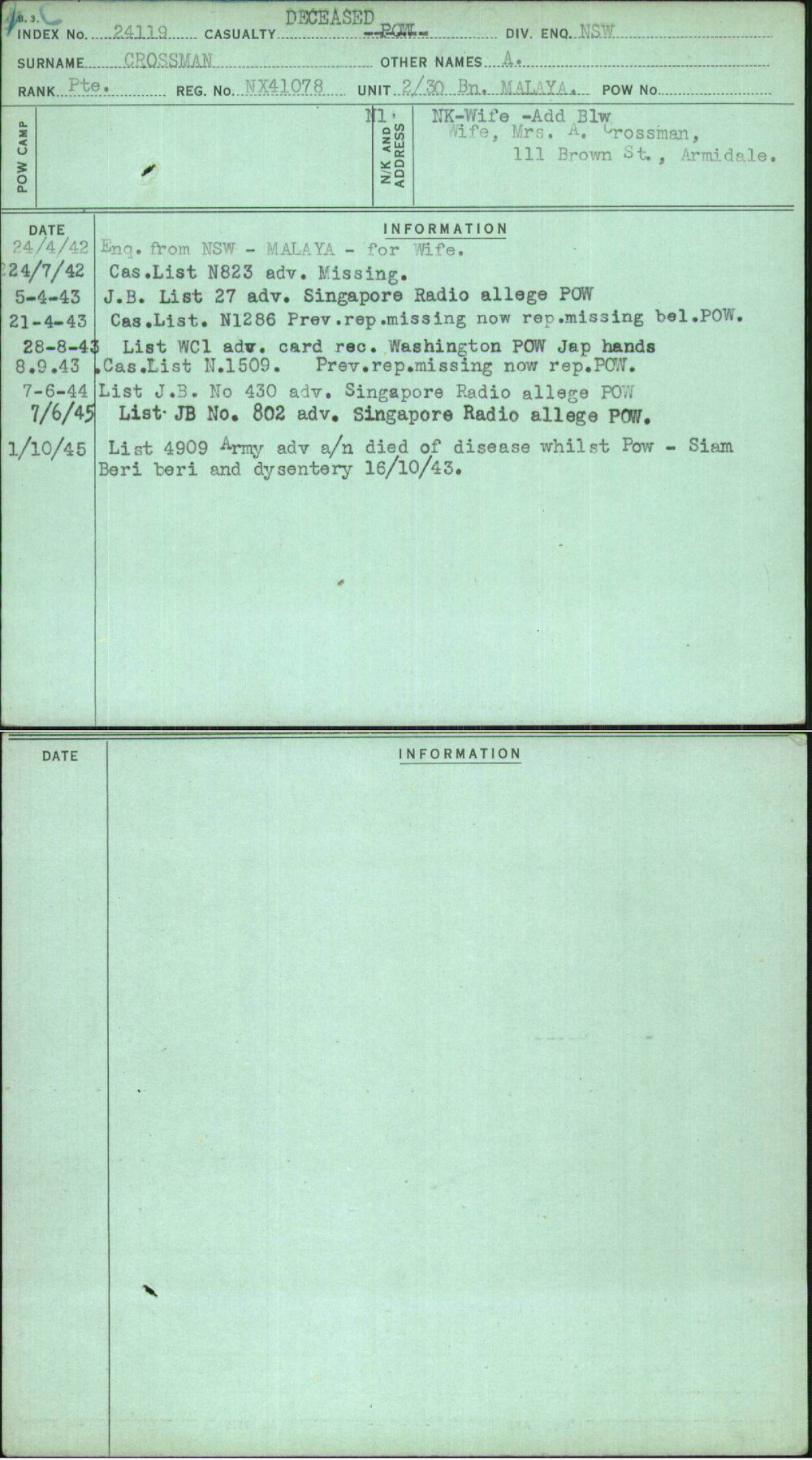 Crossman, A, NX41078