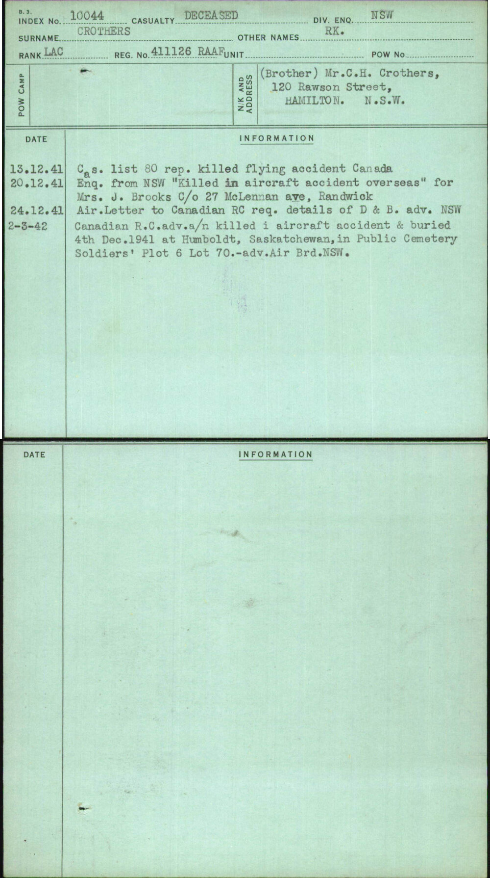 Crothers, Rk, 411126 Raaf