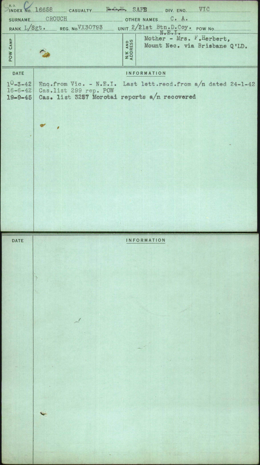 Crouch, C A, VX30793