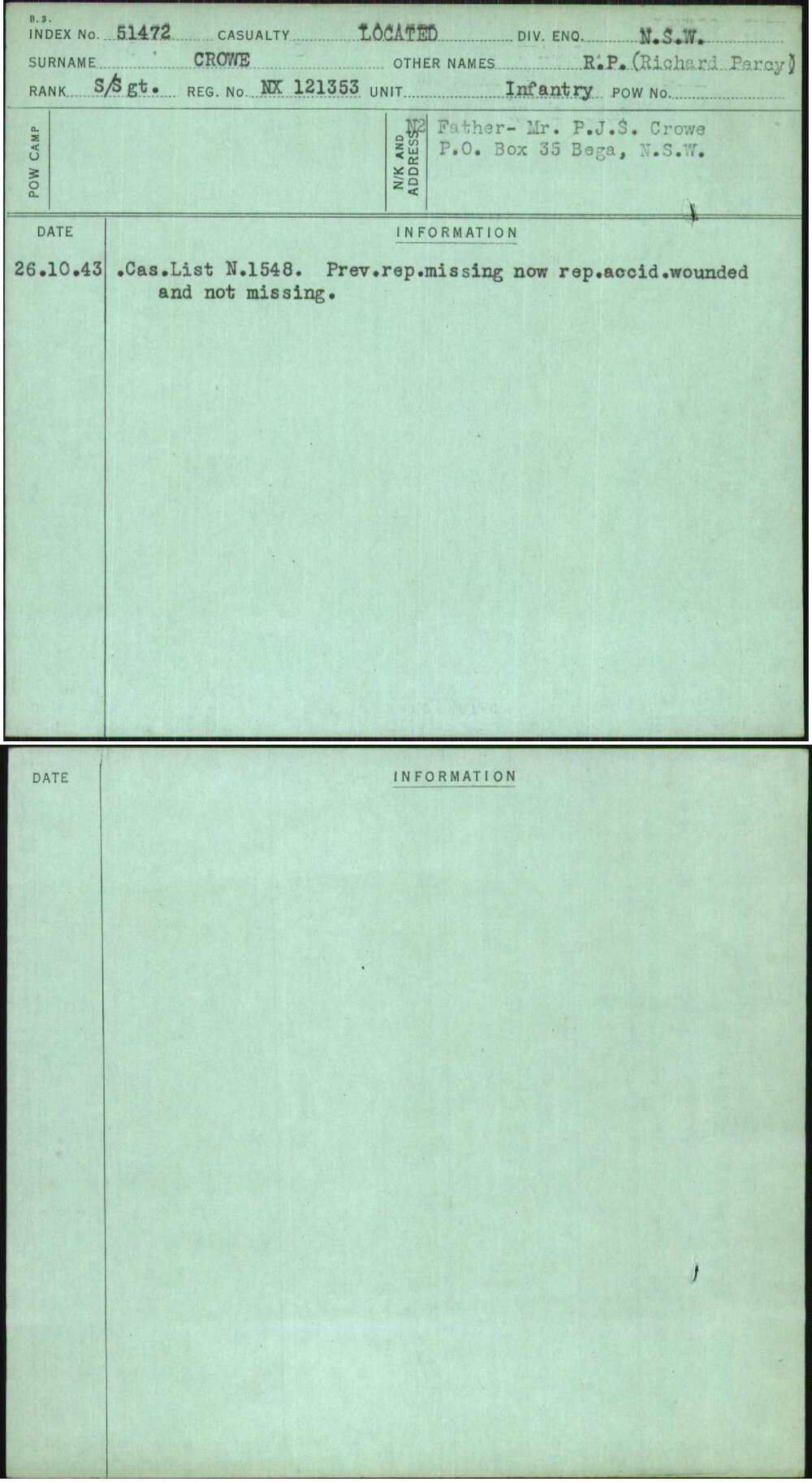 Crowe, R P (Richard Percy), NX121353