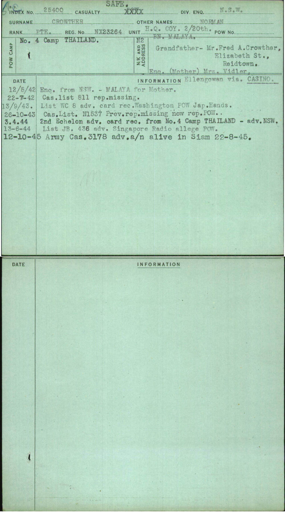 Crowther, Norman, NX23264