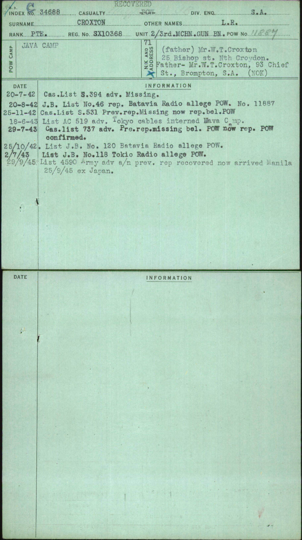 Croxton, L R, SX10368
