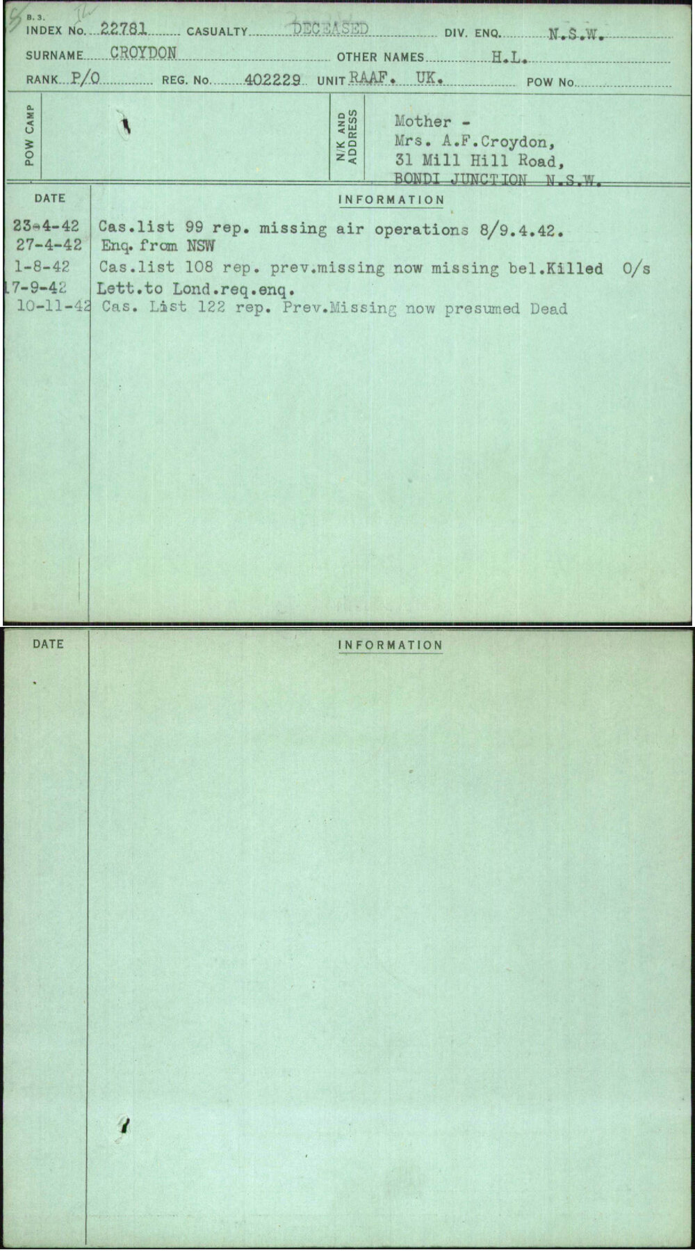 Croydon, H L, 402229