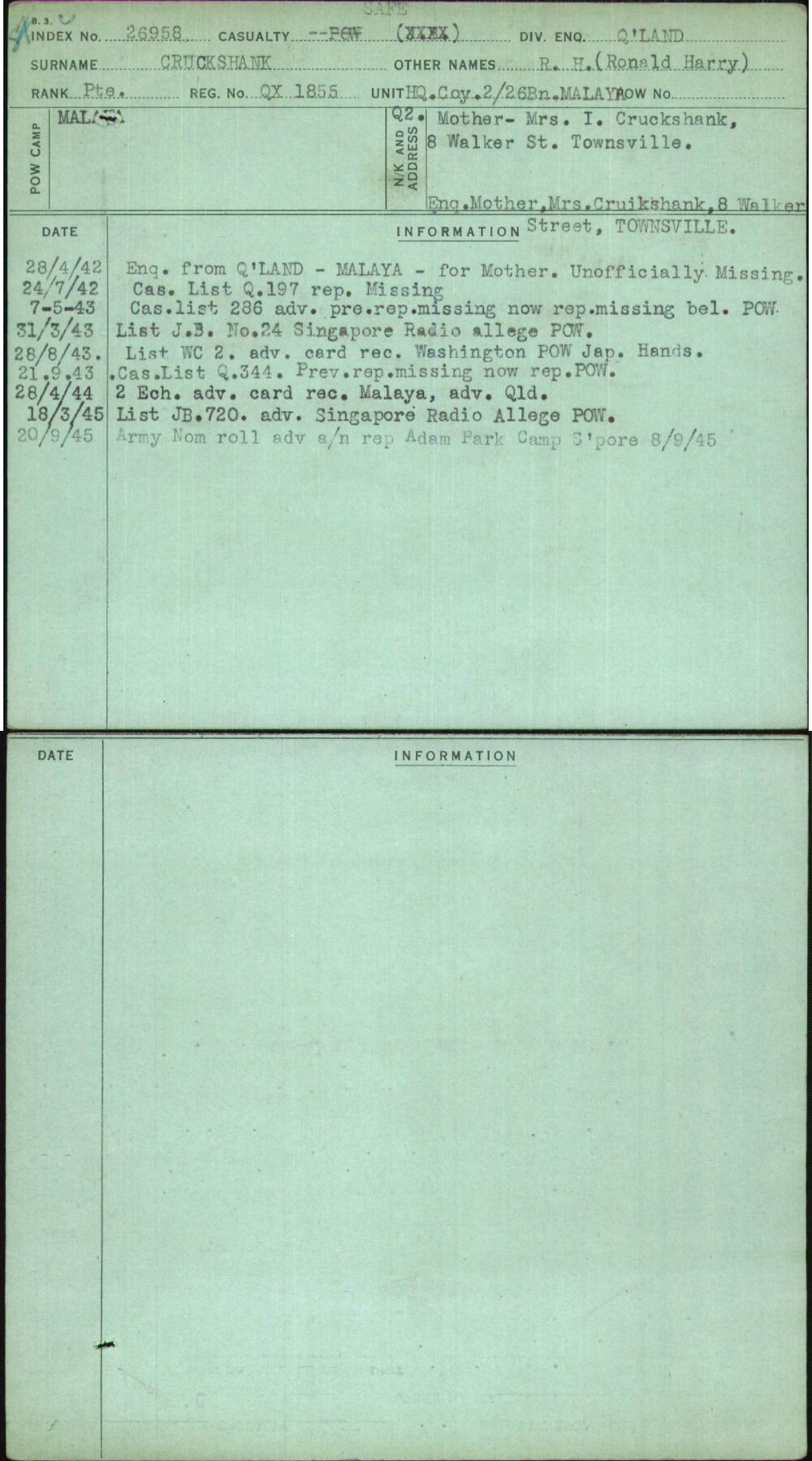 Cruckshank, R H (Ronald Harry), QX1855