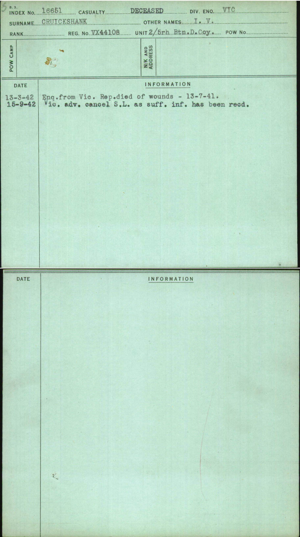 Cruickshank, I V, VX44108