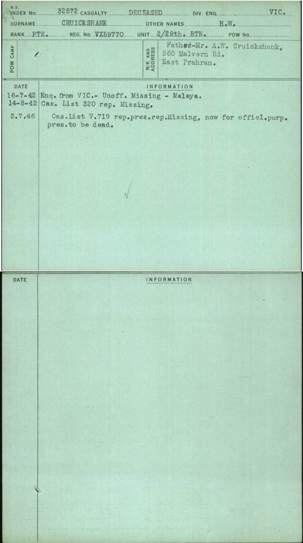 Cruickshank, H W, VX59770