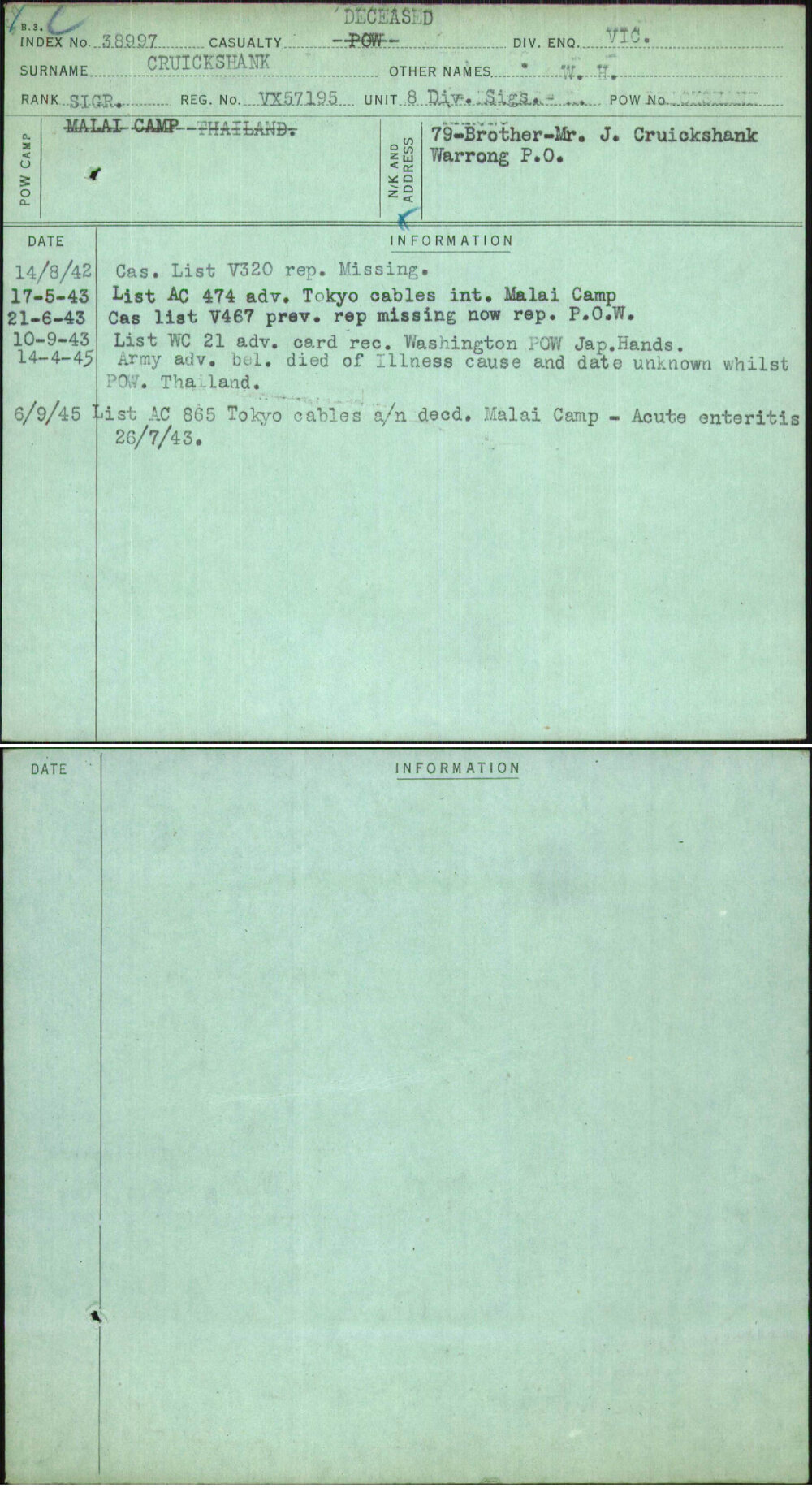 Cruickshank, W H, VX57195