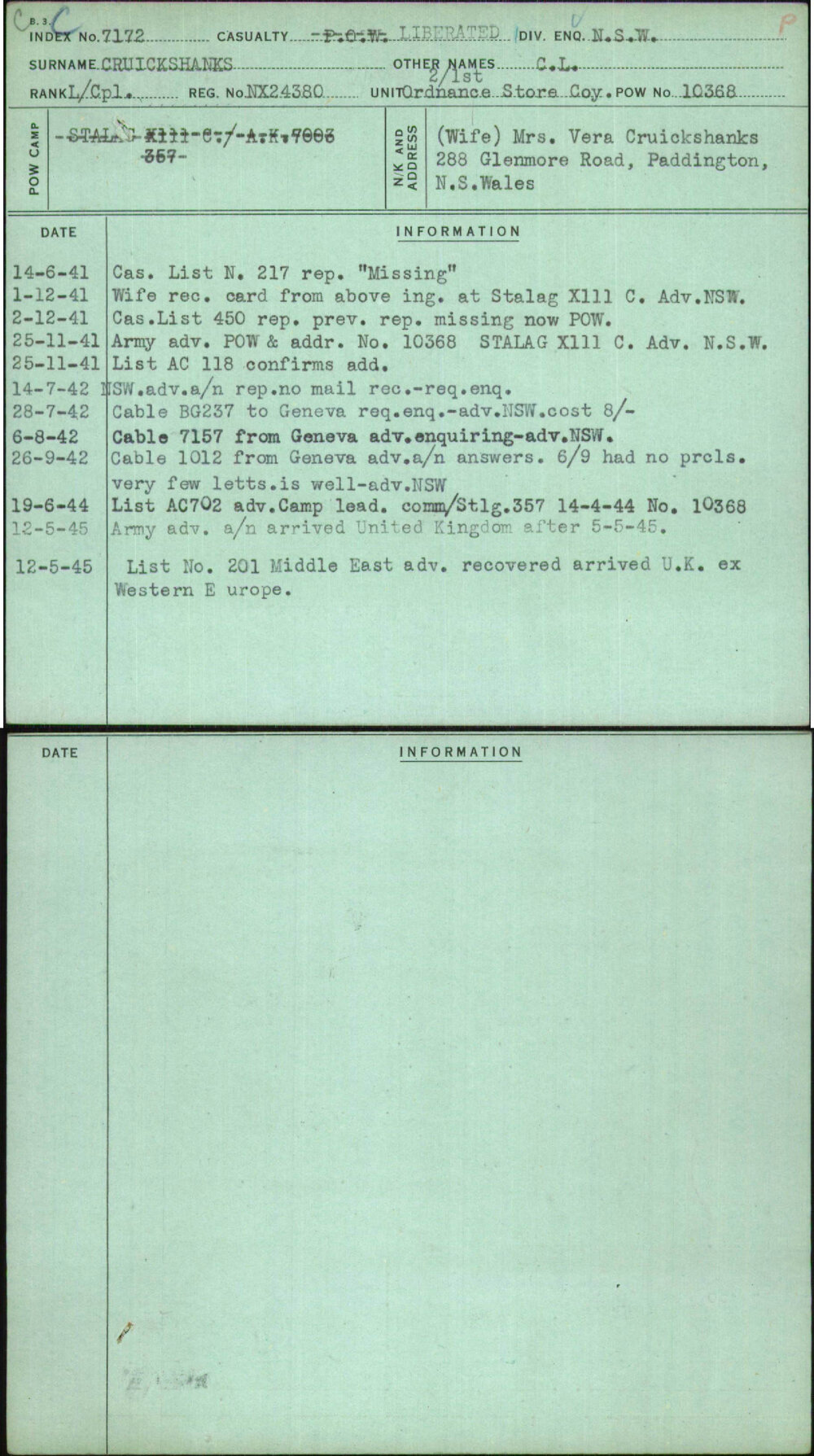 Cruickshanks, C L, NX24380