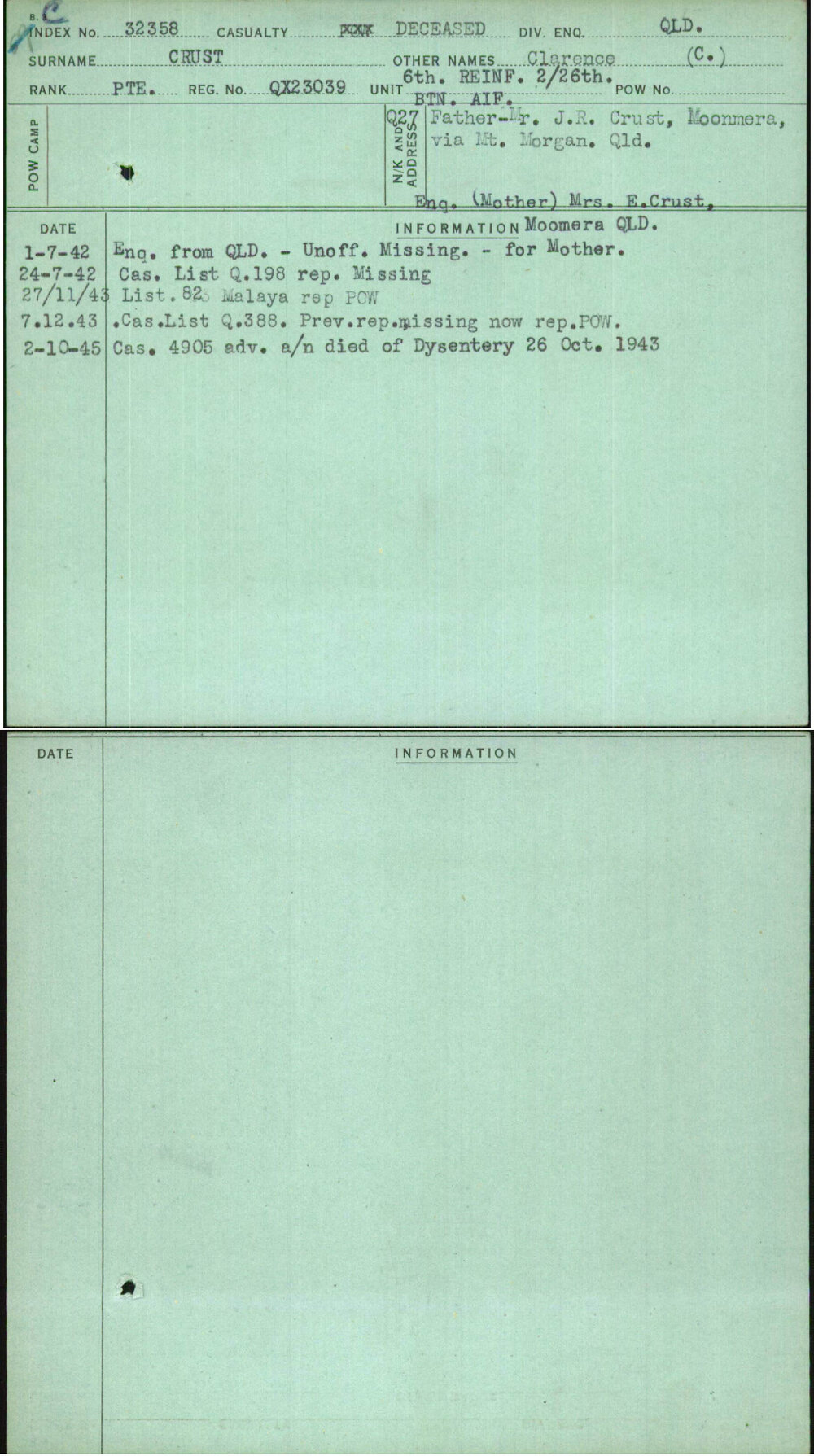 Crust, Clarence (C), QX23039