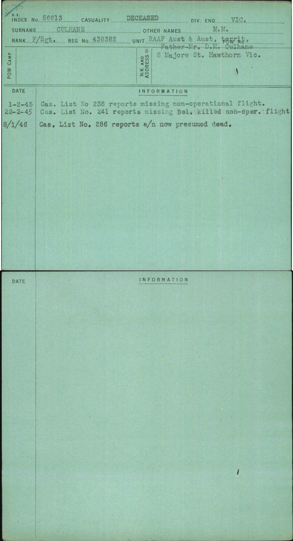 Culhane, M M, 438382