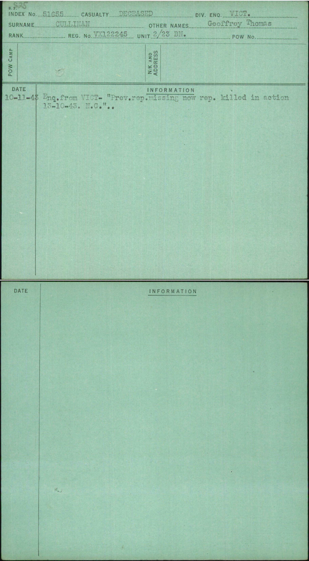 Cullinan, Geoffrey Thomas, VX122245