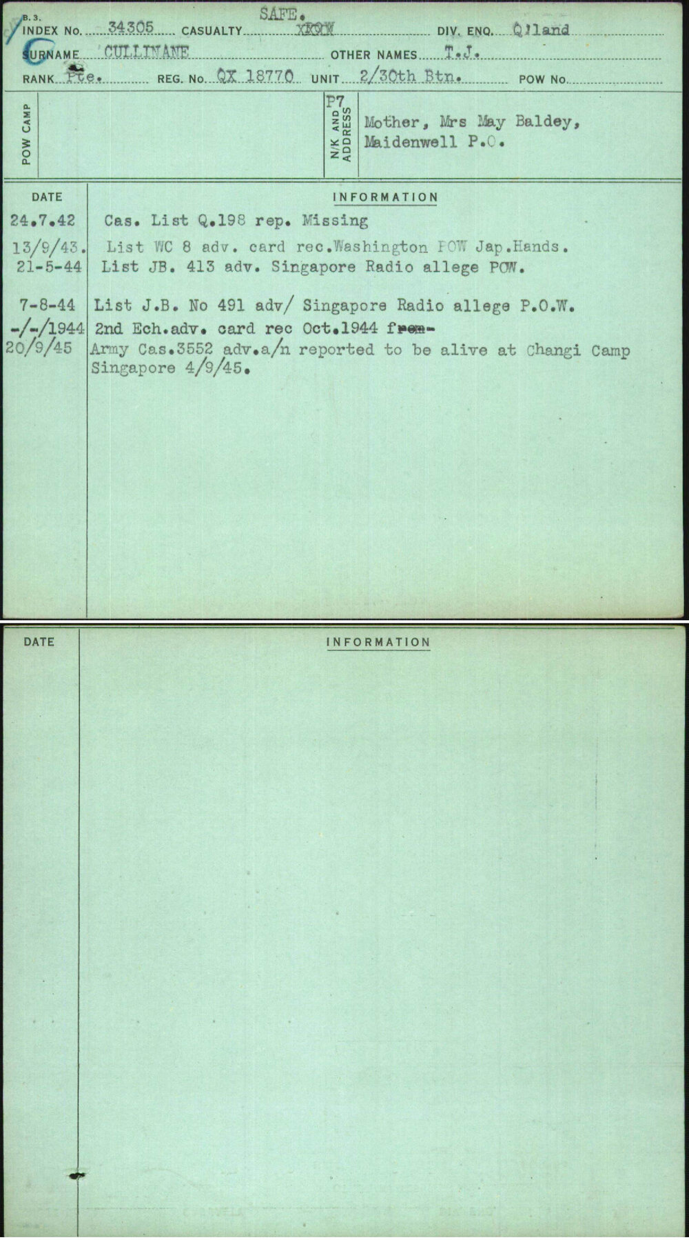 Cullinane, T J, QX18770