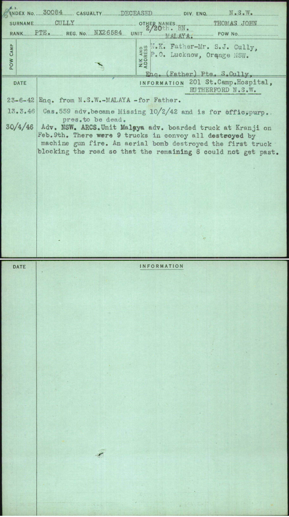 Cully, Thomas John, NX26584