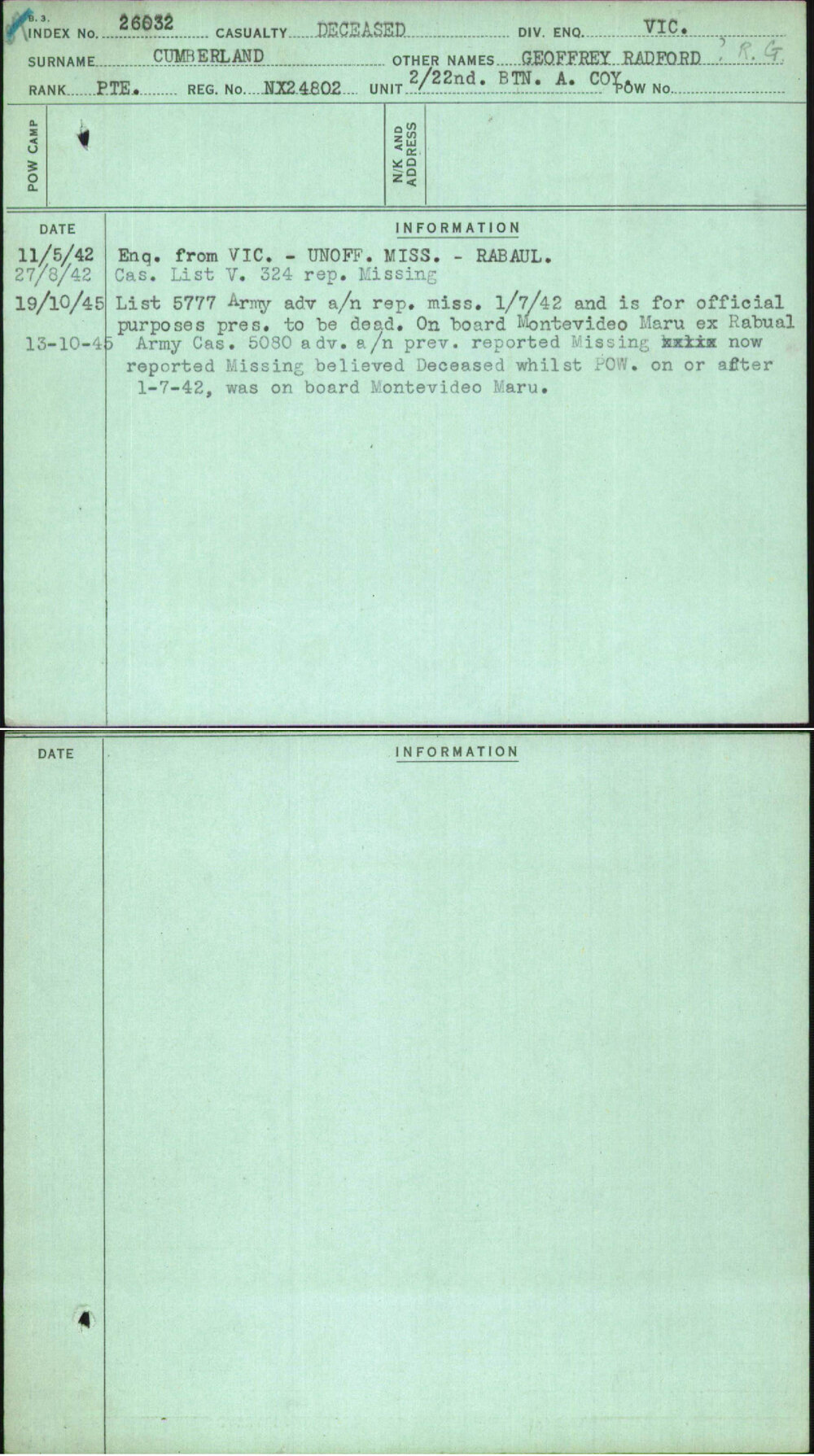 Cumberland, Geoffrey Radford, NX24802