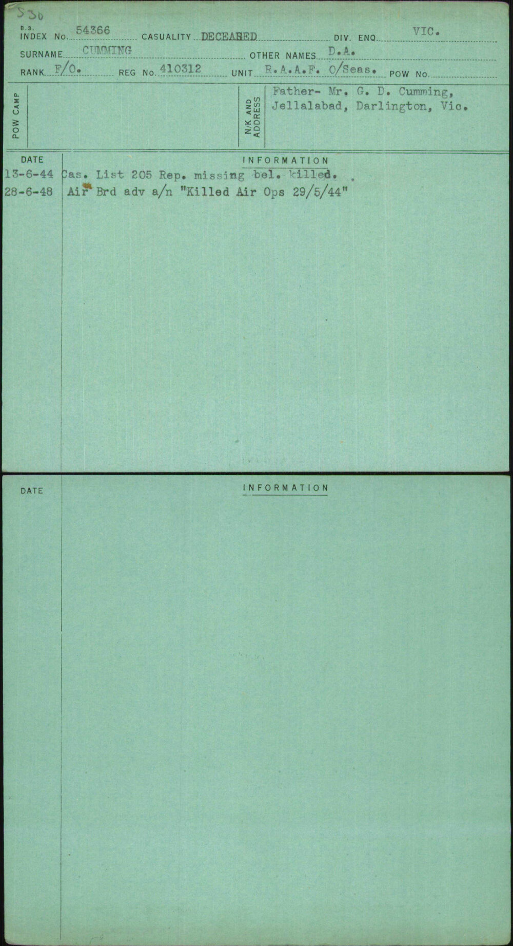 Cumming, D A, 410312