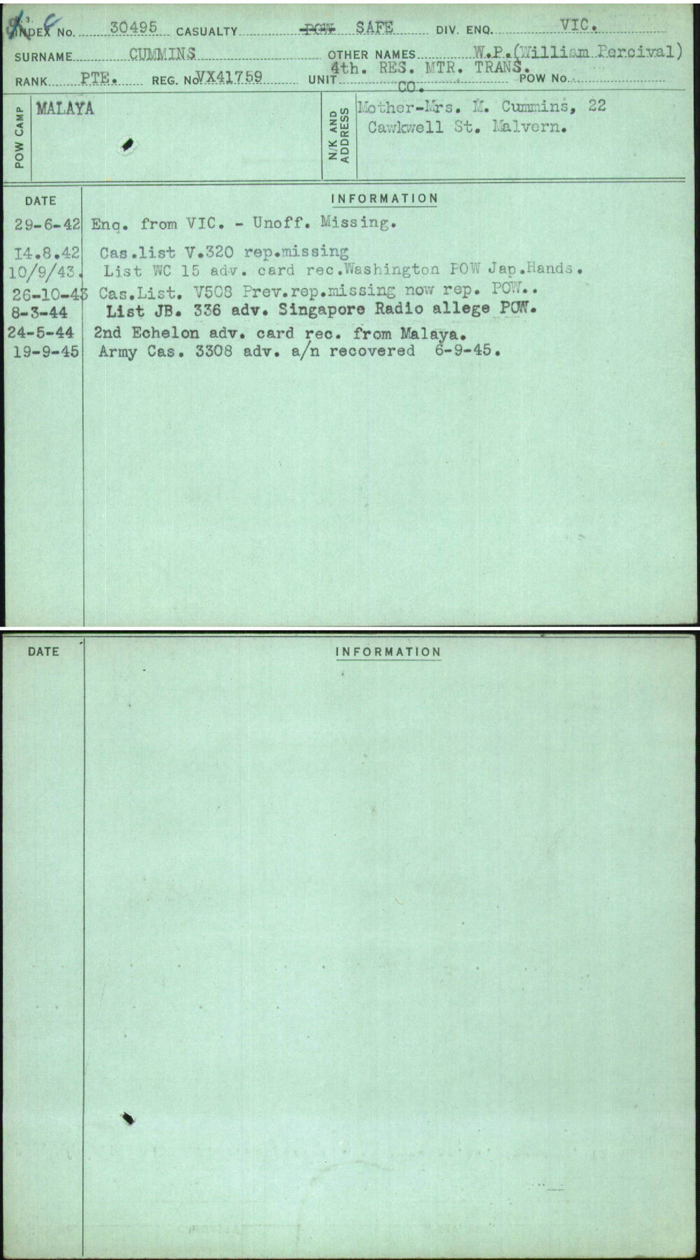 Cummins, W P (William Percival), VX41759