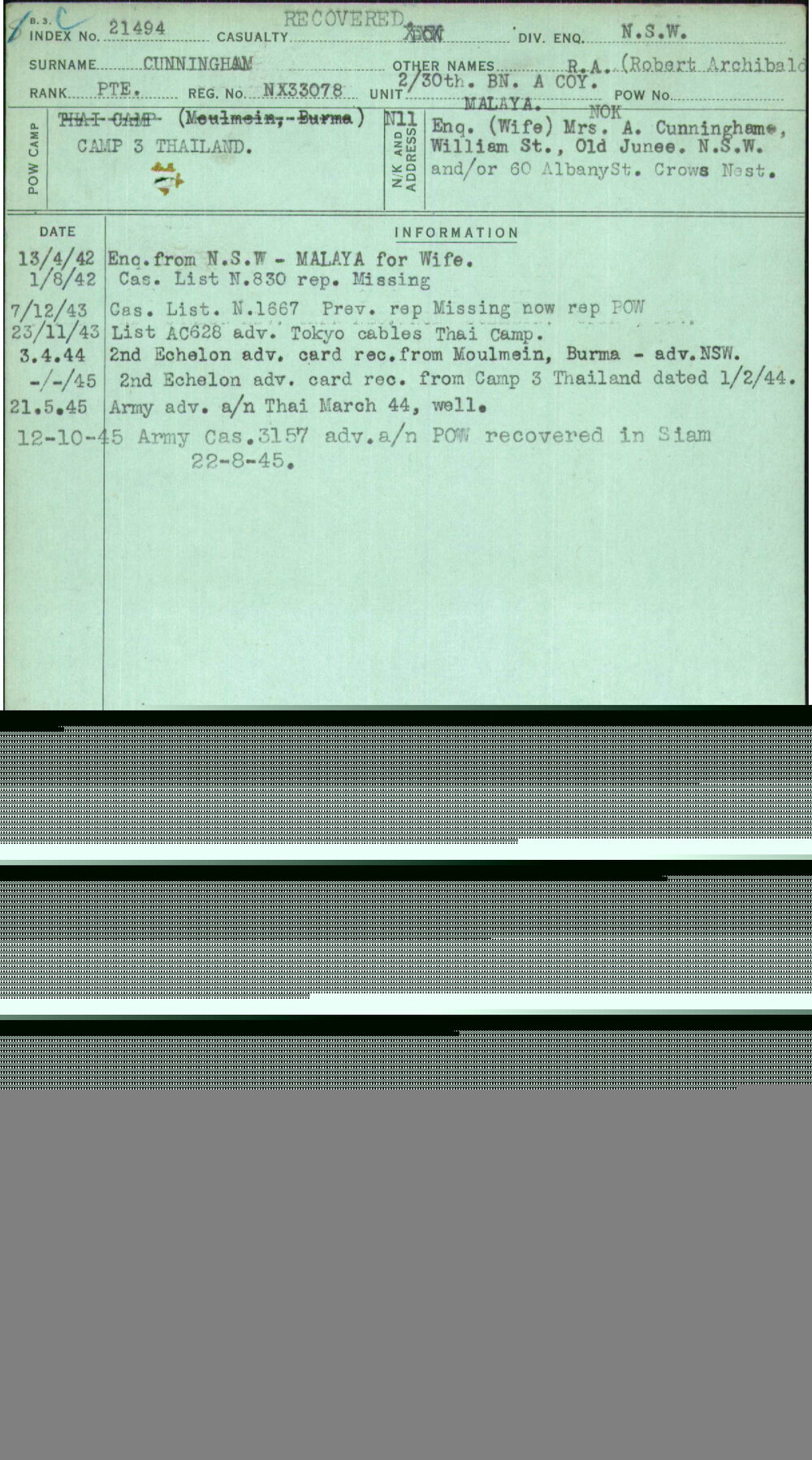 Cunningham, R A (Robert Archibald), NX33078