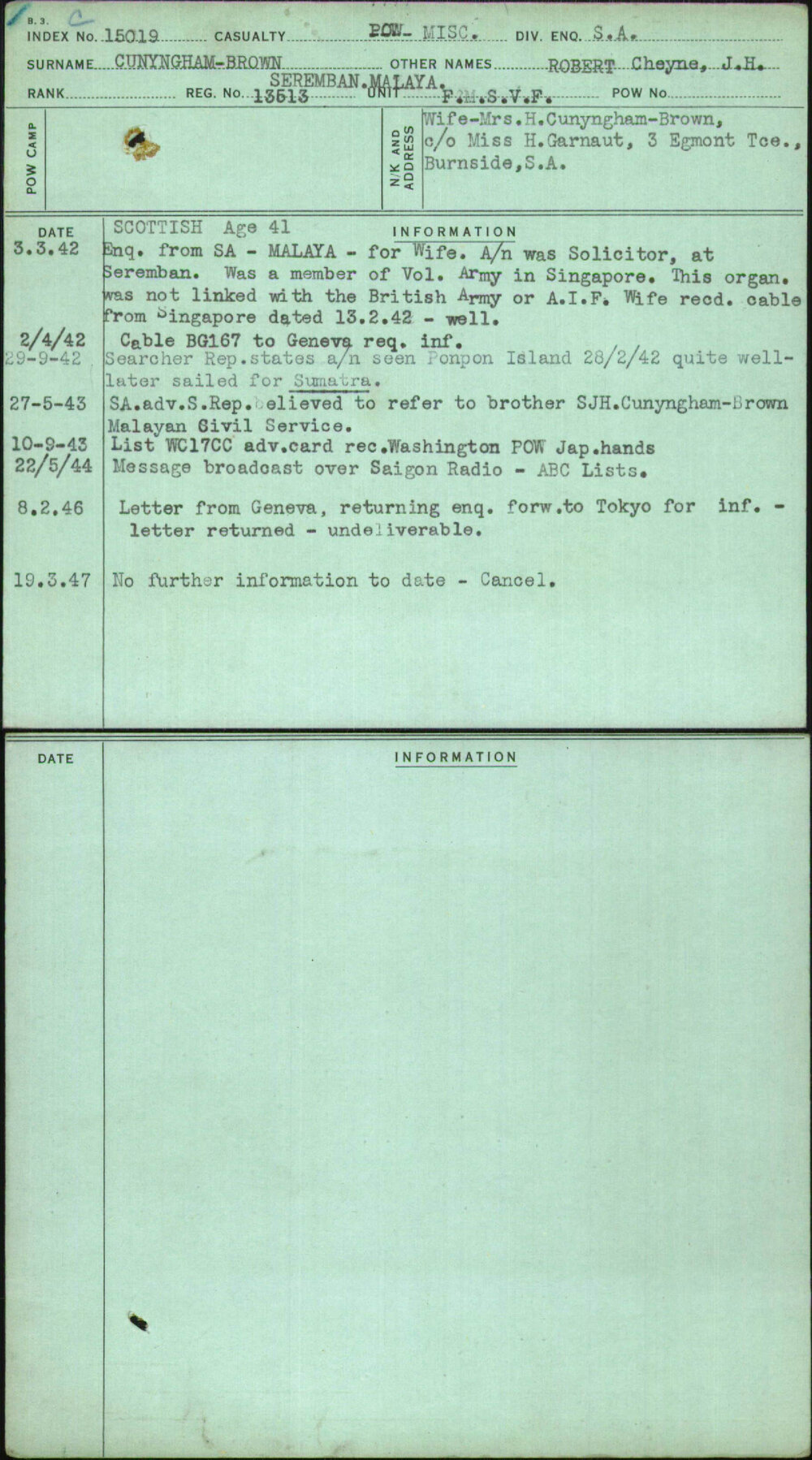 Cunyngham-Brown, Robert Cheyne J H, 13513