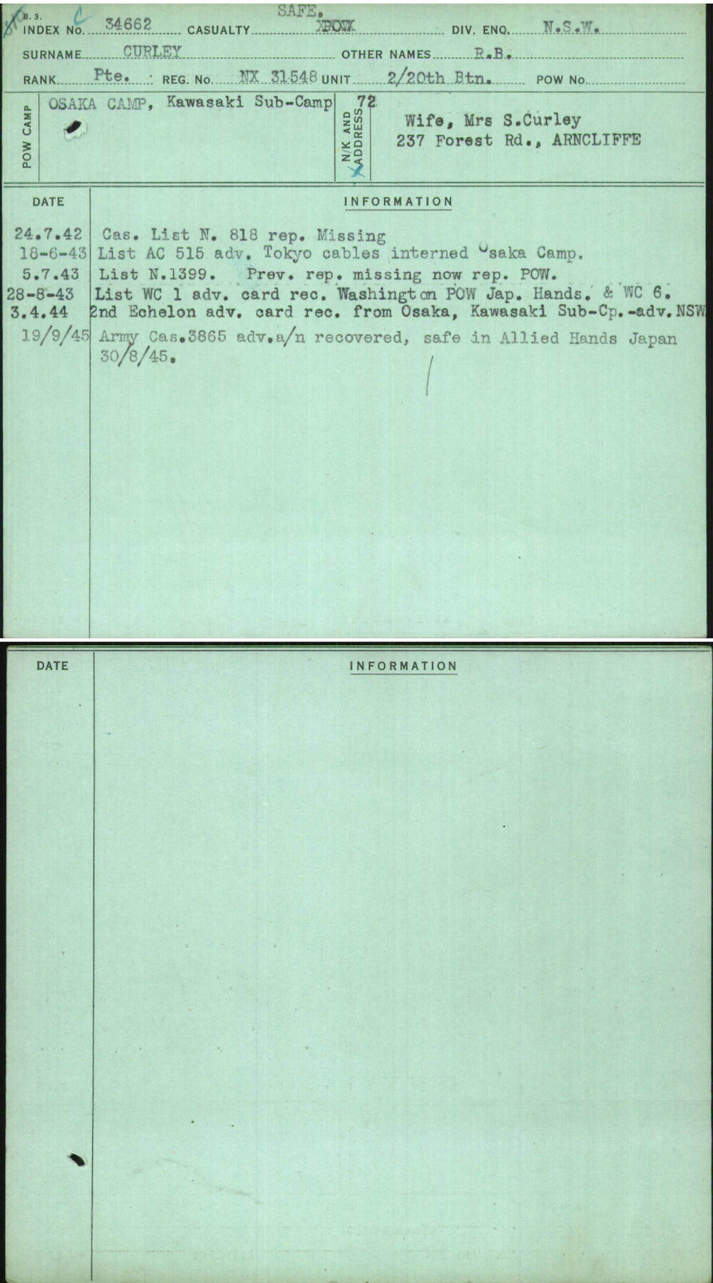 Curley, R B, NX31548