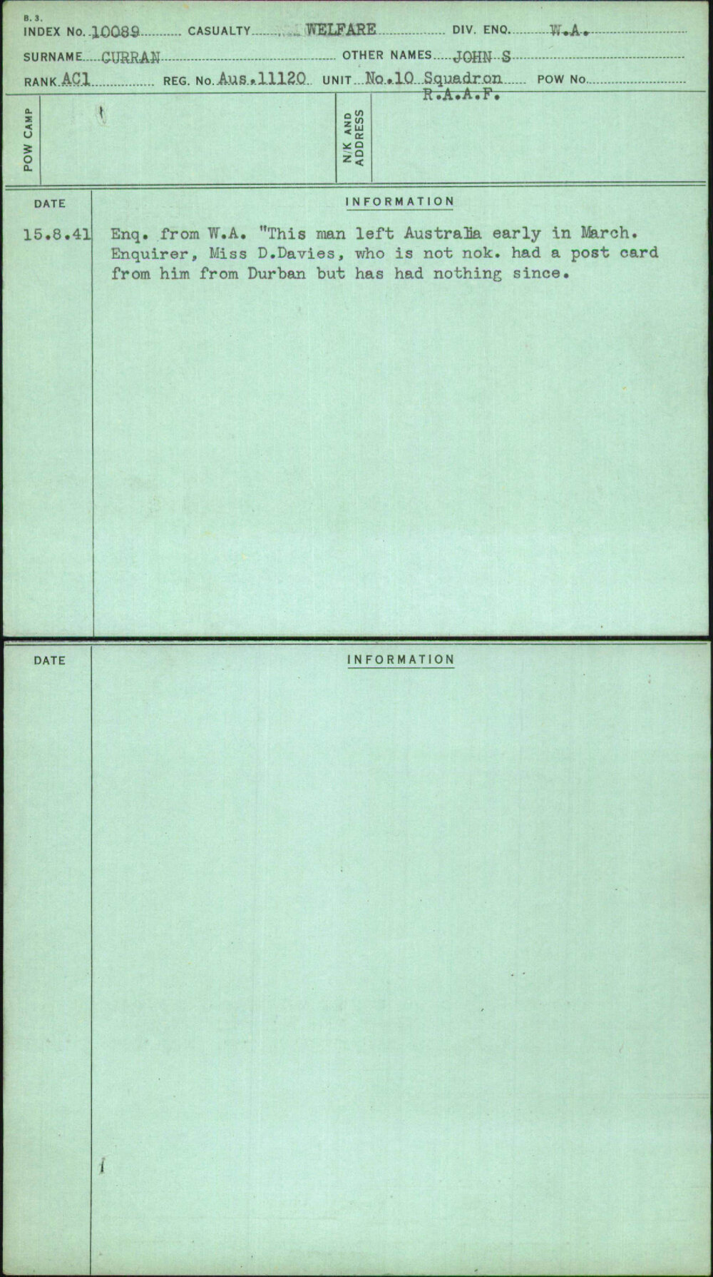 Curran, John S, Aus11120