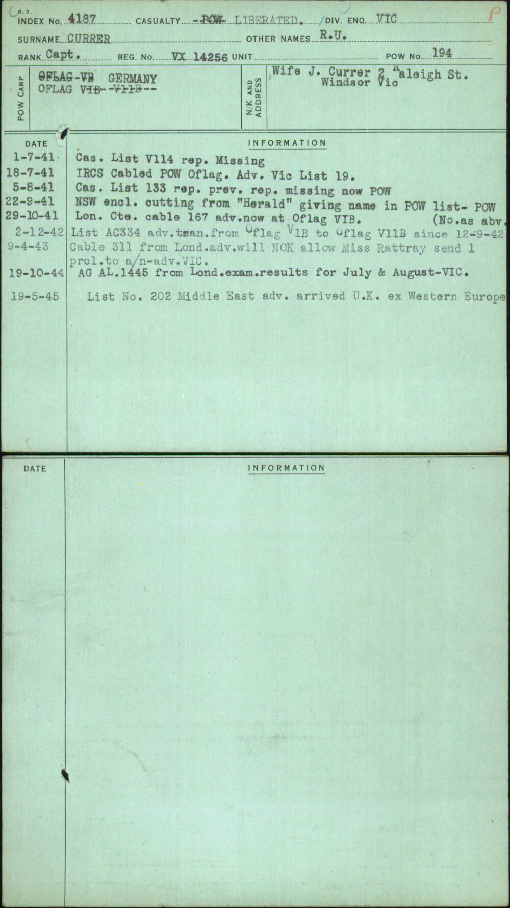 Currer, R U, VX14256