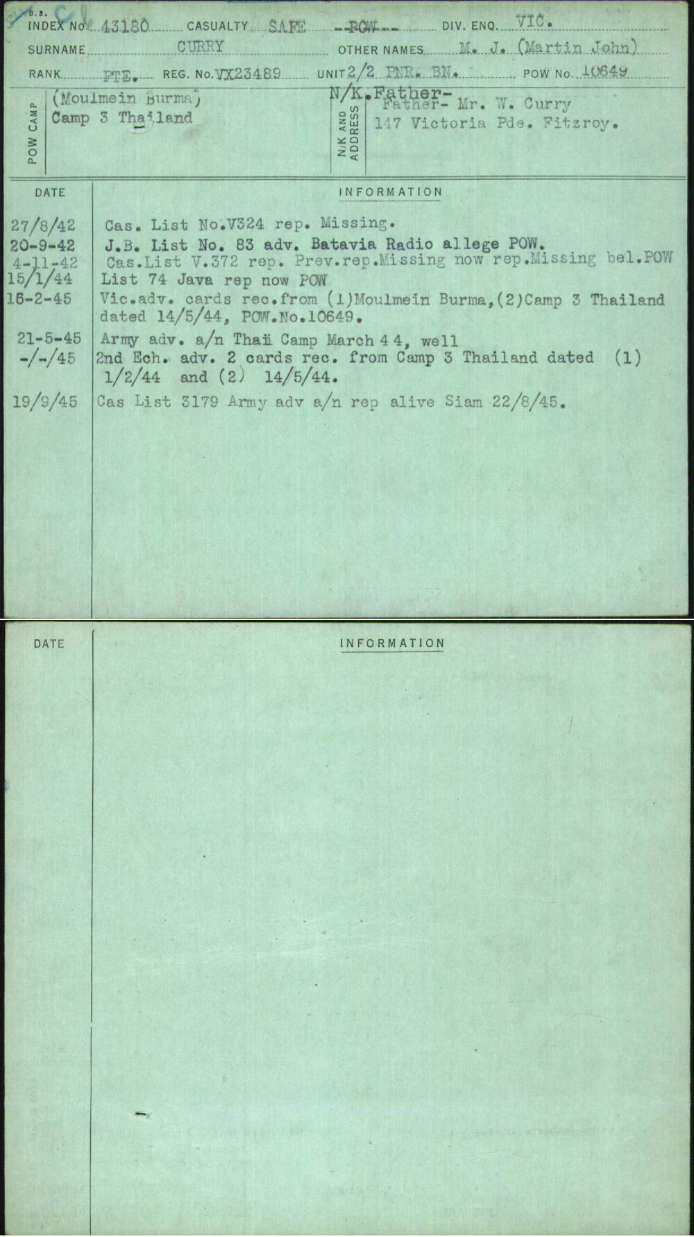 Curry, M J (Martin John), VX23489