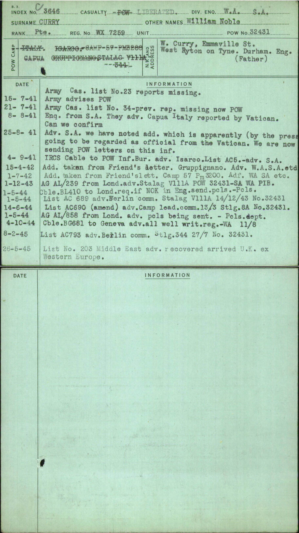 Curry, William Noble, WX7259