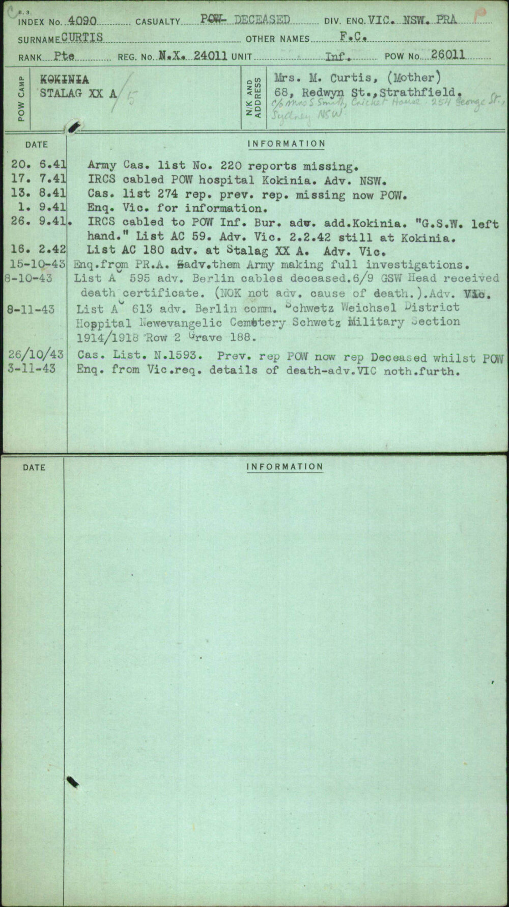 Curtis, F C, NX24011