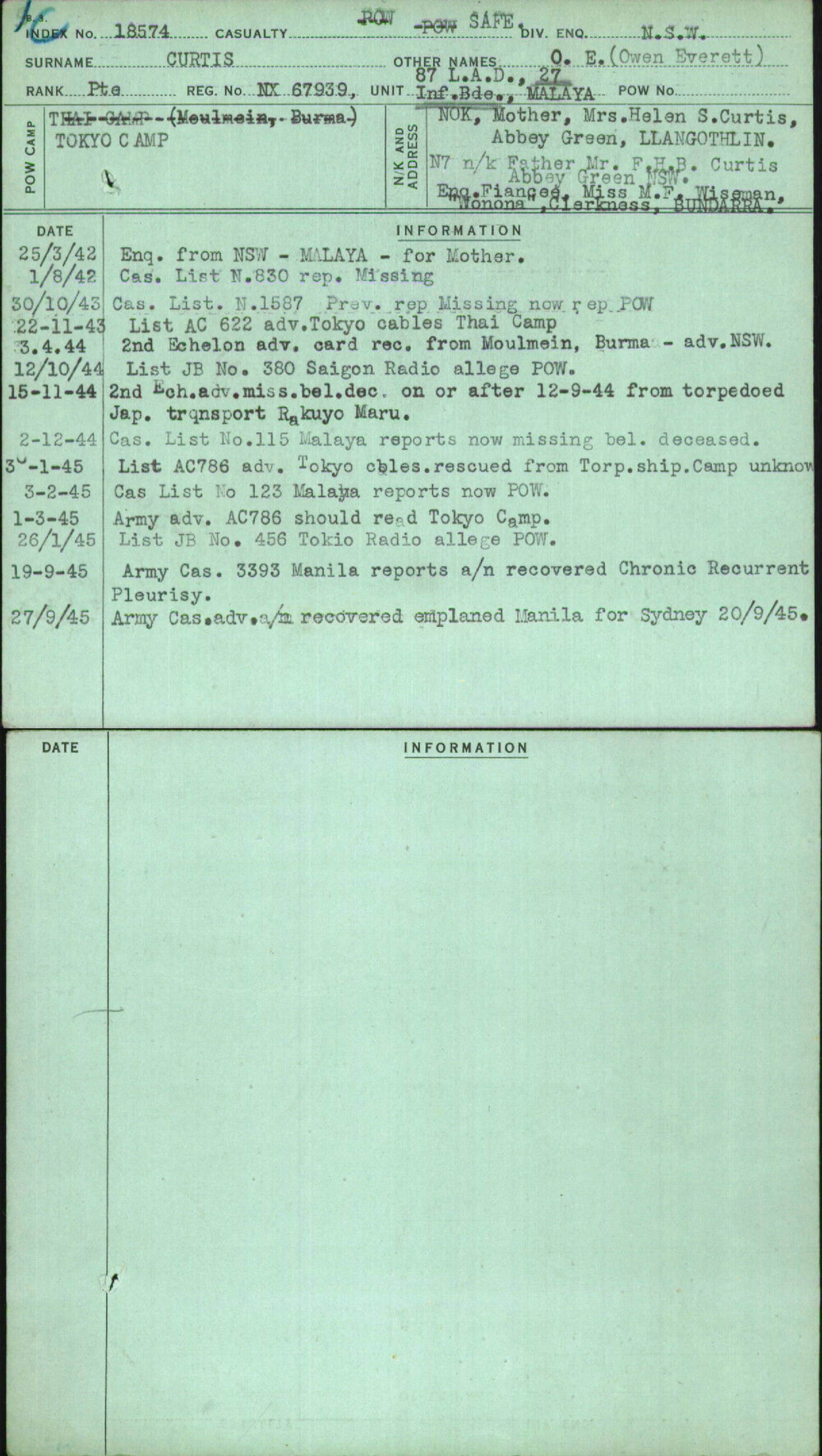 Curtis, O E (Owen Everett), NX67939