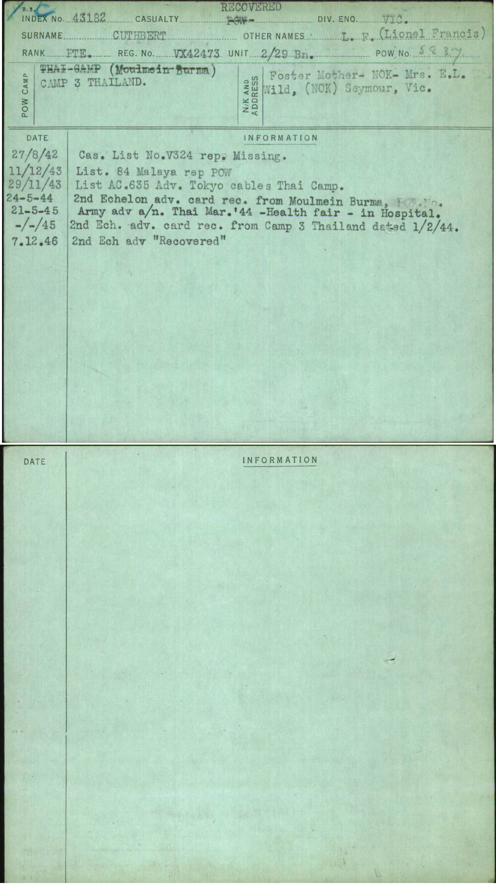 Cuthbert, L F (Lionel Francis), VX42473