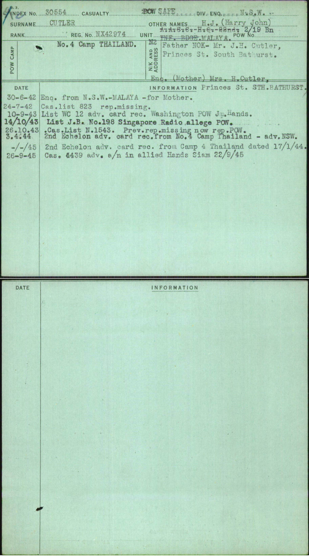 Cutler, H J (Harry John), NX42974