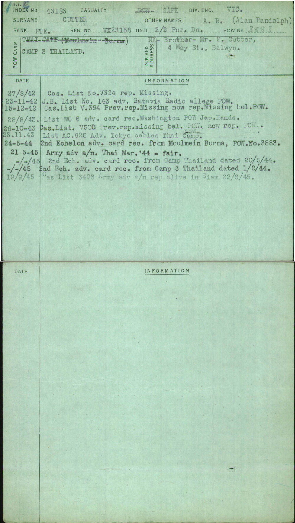 Cutter, A R (Alan Randolph), VX23158