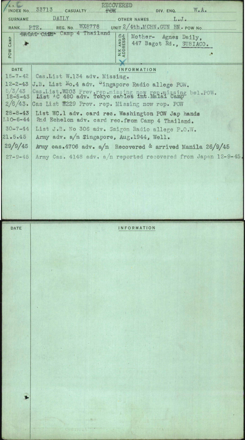 Daily, L J, WX8778