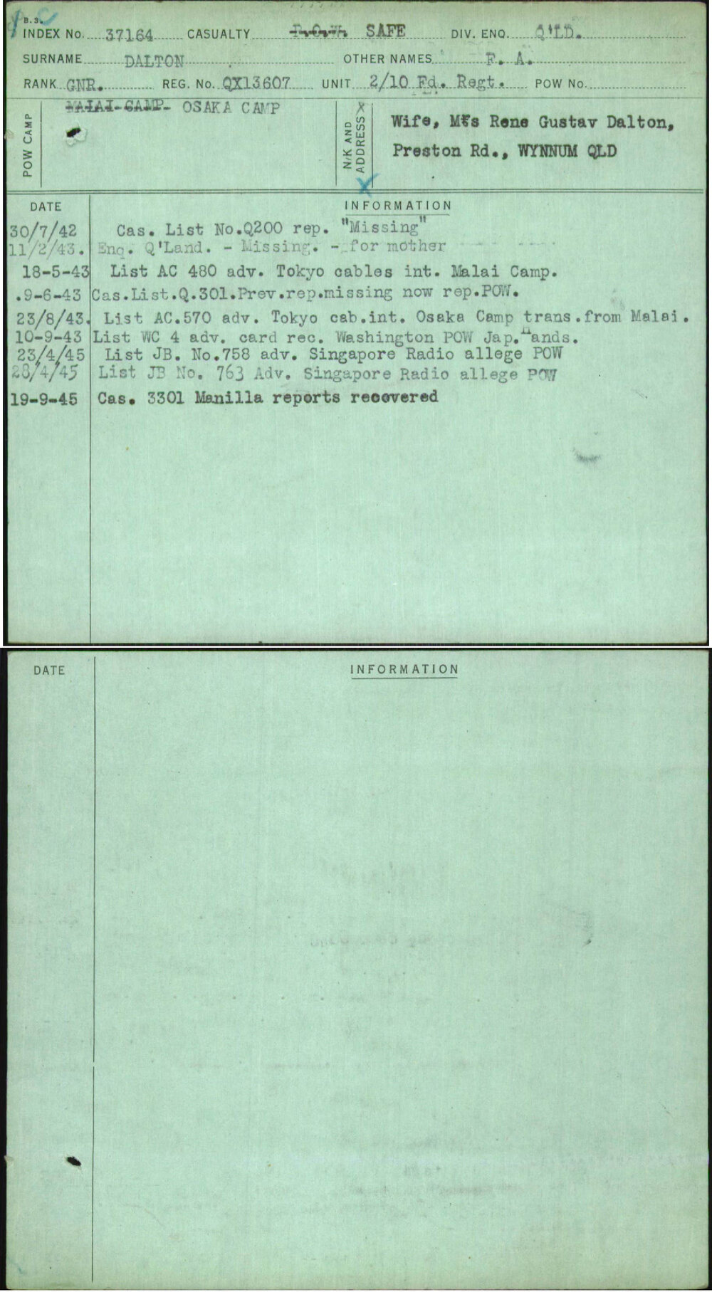 Dalton, F A, QX13607