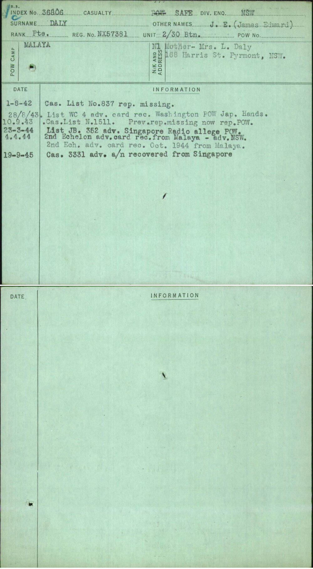 Daly, J E (James Edward), NX57381