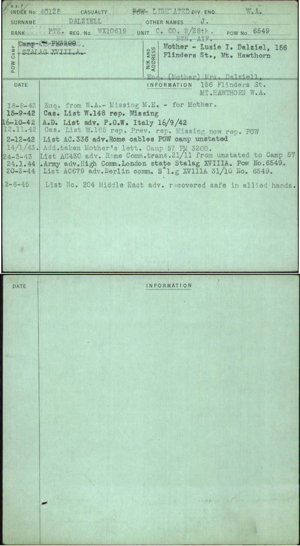 Dalziell, J, WX10619