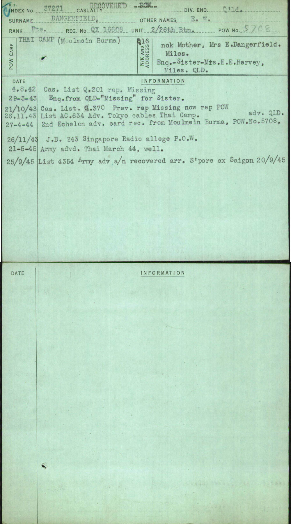 Dangerfield, E W, QX16608